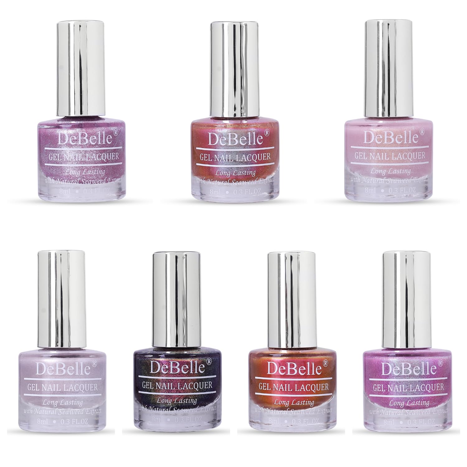 DeBelle Metallic Finish Nail Polish Combo Set of 7 Mermaid Collection | Long Lasting 21 Free Formula (8ml Each) - Image 2 thumbnail