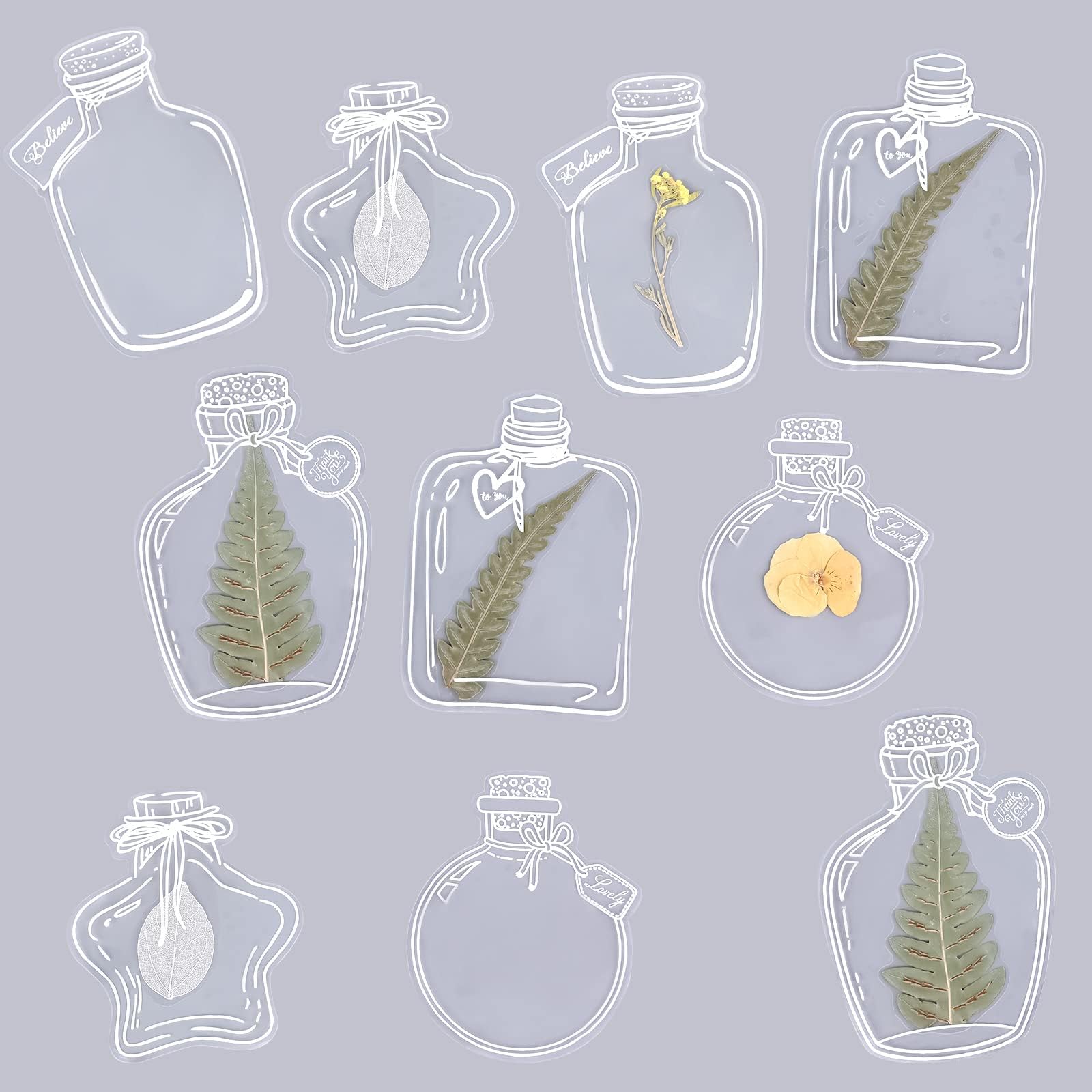 TOYMIS 20pcs Flower Bookmark, Transparent Bookmark Clear Waterproof DIY