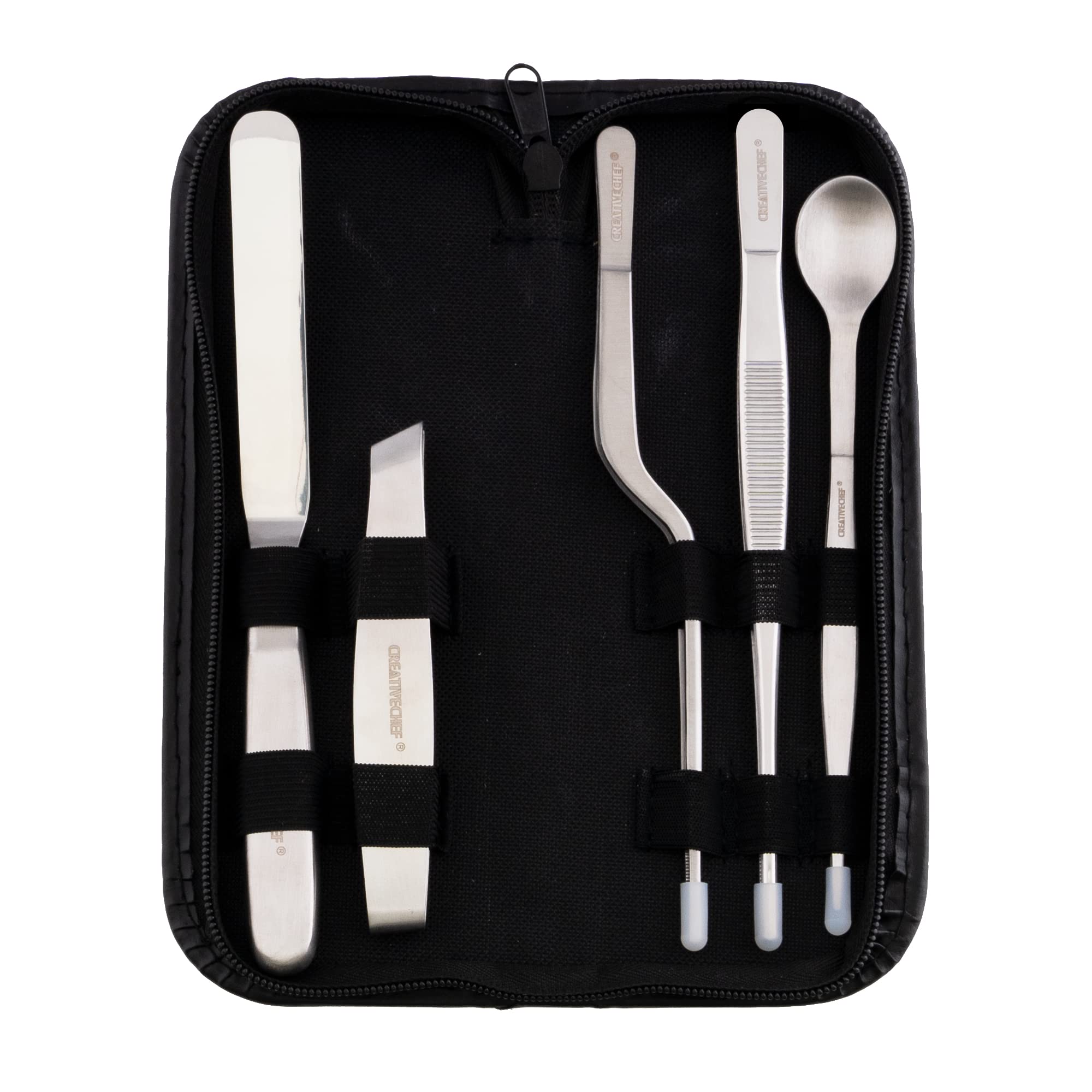 CREATIVECHEF 7 PCS Plating Tools Culinary Set Contains kitchen tweezers spatula Sauce plating spoon(Copper)