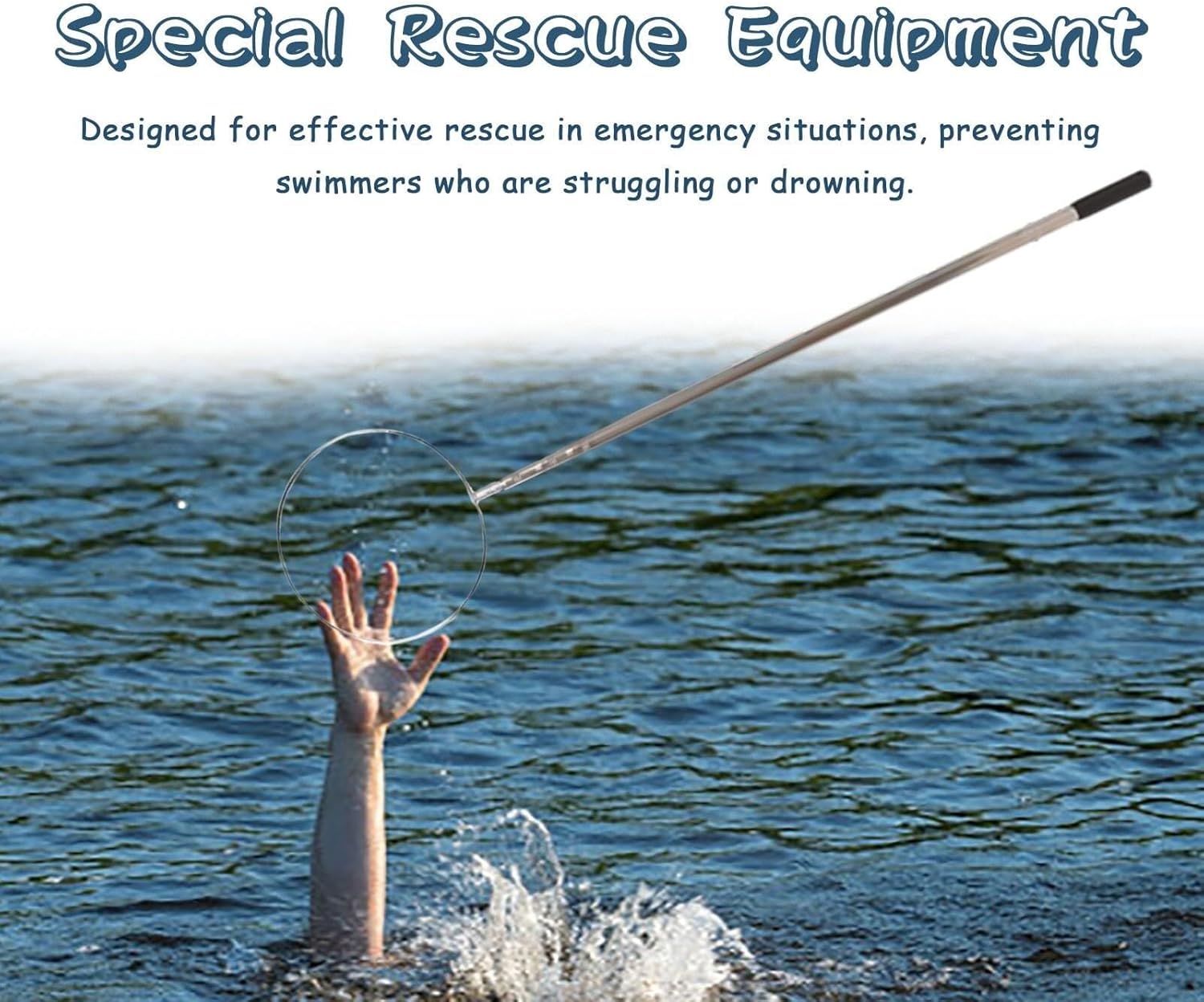 Telescopic Rescue Pole with Lifesaving Hook, 6.6ft Water Rescue Tool for Drowning Prevention, Essential Swimming Pool Safety Equipment, Emergency Rescue Hook (2m)