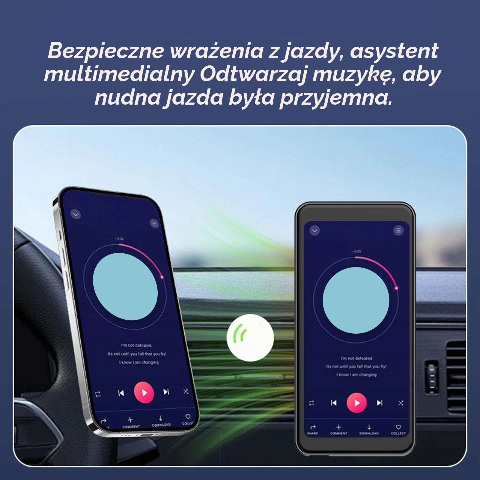 Akozon Bezprzewodowy Ekran Samochodowy 6,5 Cala HD Przenośny Samochodowy Zestaw Stereo z nawigacją GPS Bluetooth do Sterowania Głosowego