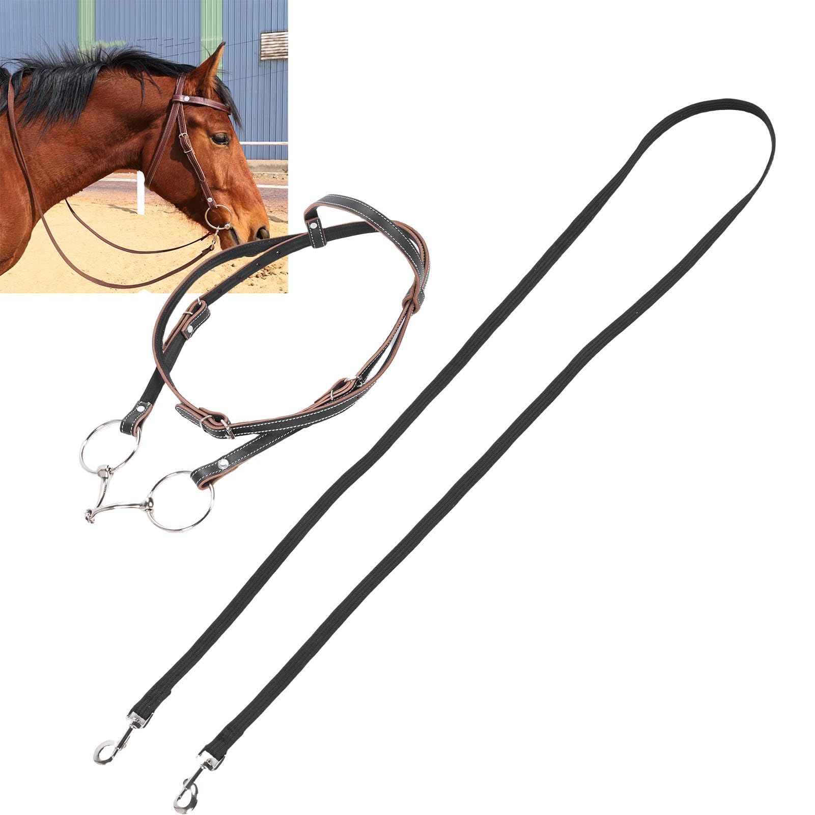 Srliya Briglia a Cavallo Regolabile Briglia di Cavallo con Branco di Mucca Regolabile in Dimensioni Regolabili con la Testa di Cavallo Comoda per Guida