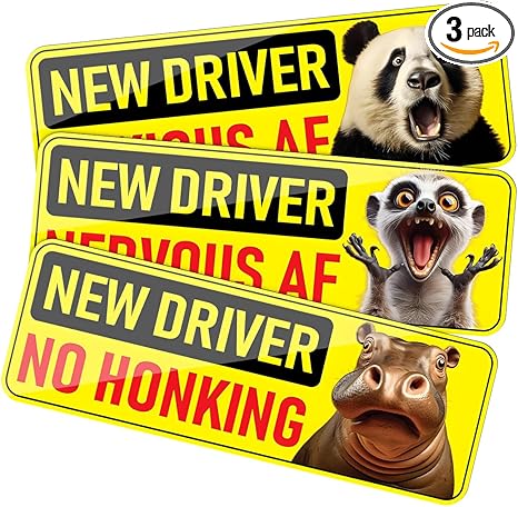 New Driver Magnet for Car, 3PCS Reflective Funny Animals Vehicle Bumper Warning Sticker, Removable Novice Rookie Safety Attention Sign, Universal Automotive Accessories