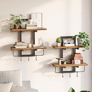 25 Small Kitchen Ideas That Make Tight Spaces Feel Bigger 121 Floating Shelves for Wall Set of 2, Wood Wall Shelf with 6 Hooks, 2 Tier...
