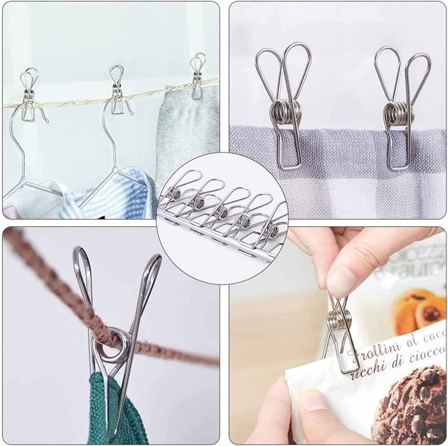 Nadeln, rutschfeste Wäscheklammern, 20 Stück aus Edelstahl, for Trocknen von Handtüchern und Socken