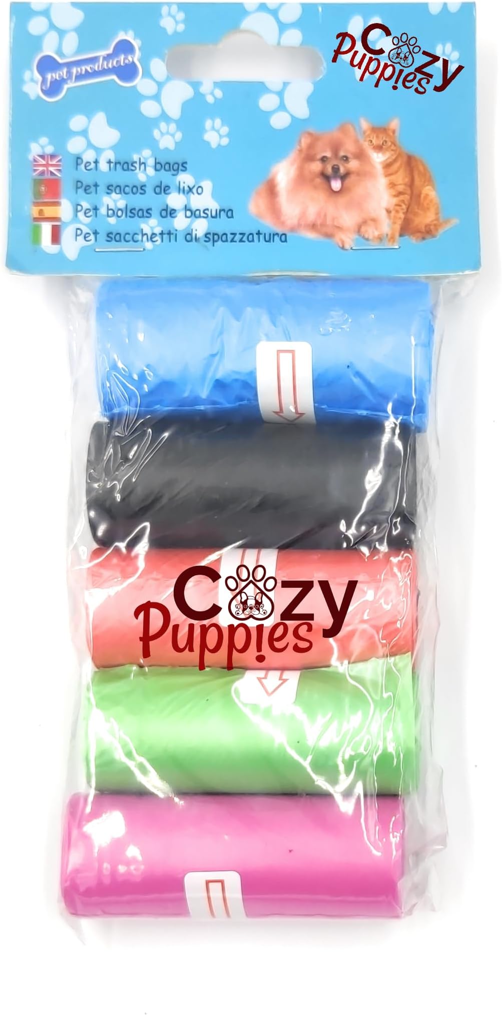 Pet Waste Bag, Random Color Pet Poop Bag Disposal Waste Bags Scoop Doggy Poop Bag (5 Rolls (75 Bag))