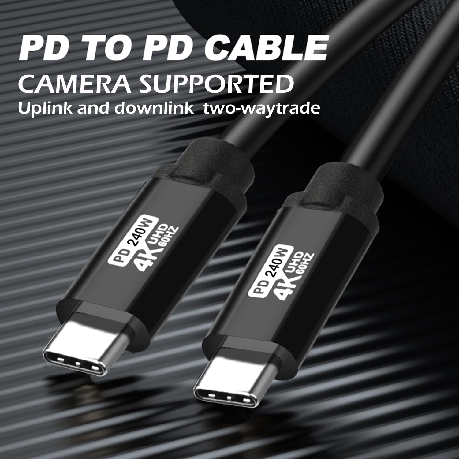 Cable USB C a USB C de 40 pies, 240 W (5 A) 4K60HZ USB3.2 GEN2x2, salida de video USBC de carga rápida y sincronización para monitor portátil Xreal MacBook Pro, iPad Pro, iPhone 15 Pro,