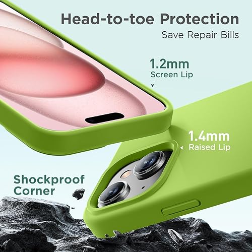 Miniatura 6 de Cordking Funda diseñada para iPhone 15, ultra delgada, de silicona, funda protectora a prueba de golpes con forro de microfibra suave antiarañazos,
