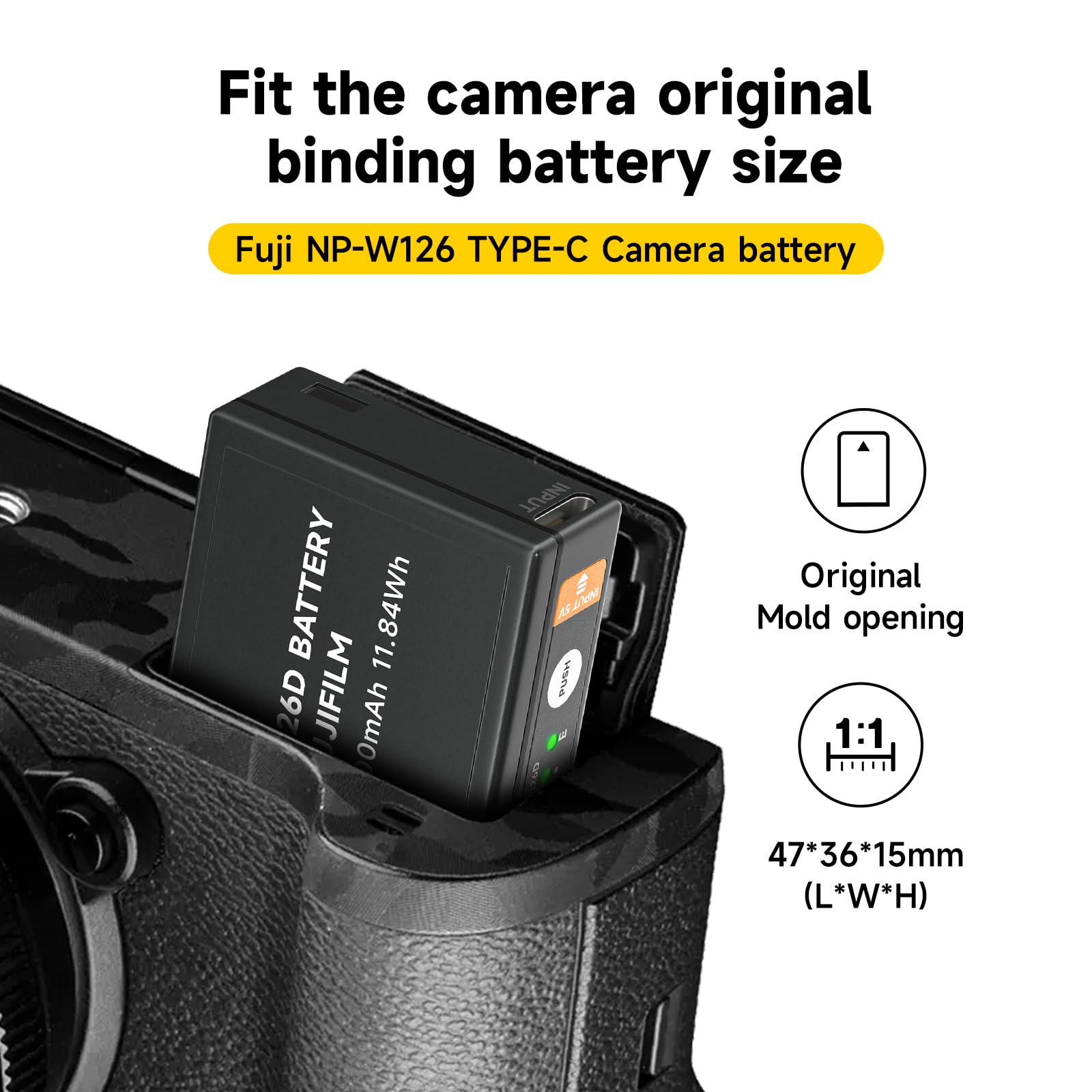 Confezione da 3 batterie NP-W126S 1600 mAh USB Type-C, compatibili con Fuji X-T100,X-T200,X100F,X100V,X-S10,X-A5,X-A10,X-E3,X-E4,X-Pro2,X-Pro3,X-T1,X-T2,X-T3,X-T10,X-T20,X-T30,X-T30 II