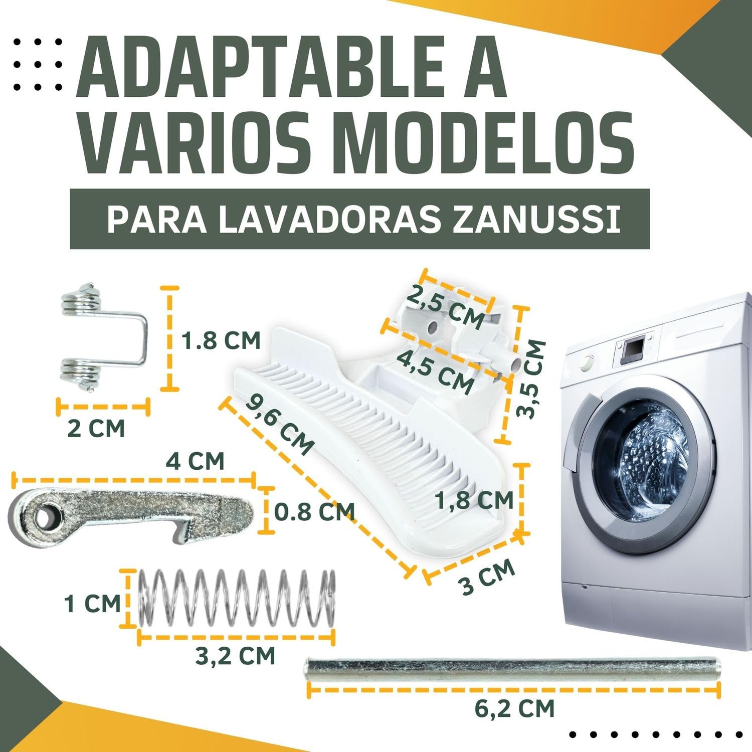 FRAYPA Maneta Lavadora Zanussi - Código 4055304143 - Repuesto De Maneta Para Puerta Lavadora Zanussi - Compatible Con Modelos ZWF71240W, ZWF61400W, ZWF71453BW, ZWF8220WWE — view 5