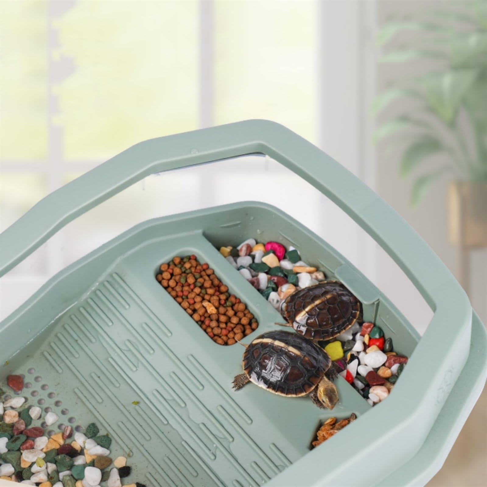 Aquarium Aquarium, Schildkrötenbecken mit Sonnendeck, kann Wasserpflanzen züchten, kleines Aquarium, Schildkrötenbox, große Heimtierfütterung, um ein Entkommen zu verhindern Aquarium Starter Kits(Klei