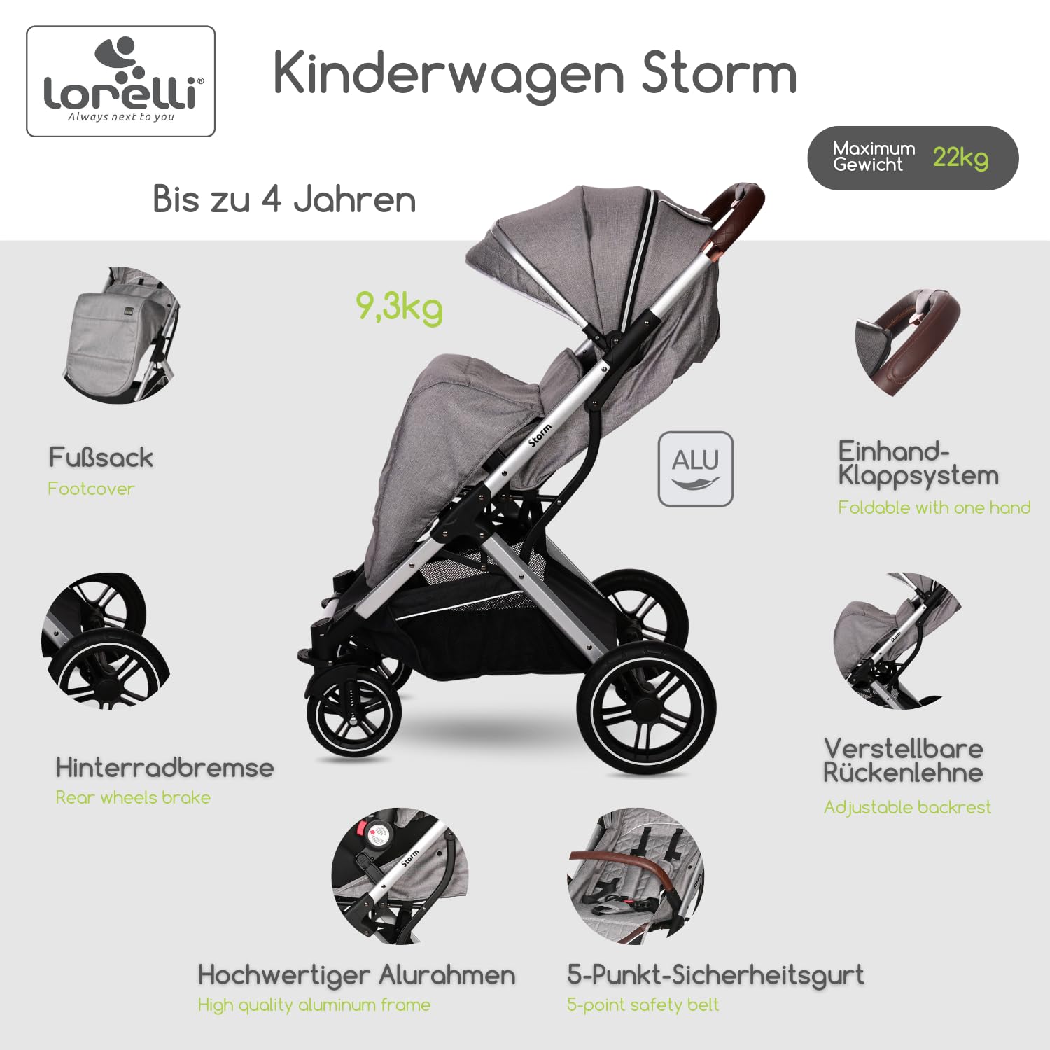 Lorelli Passeggino Storm Opaline Grey