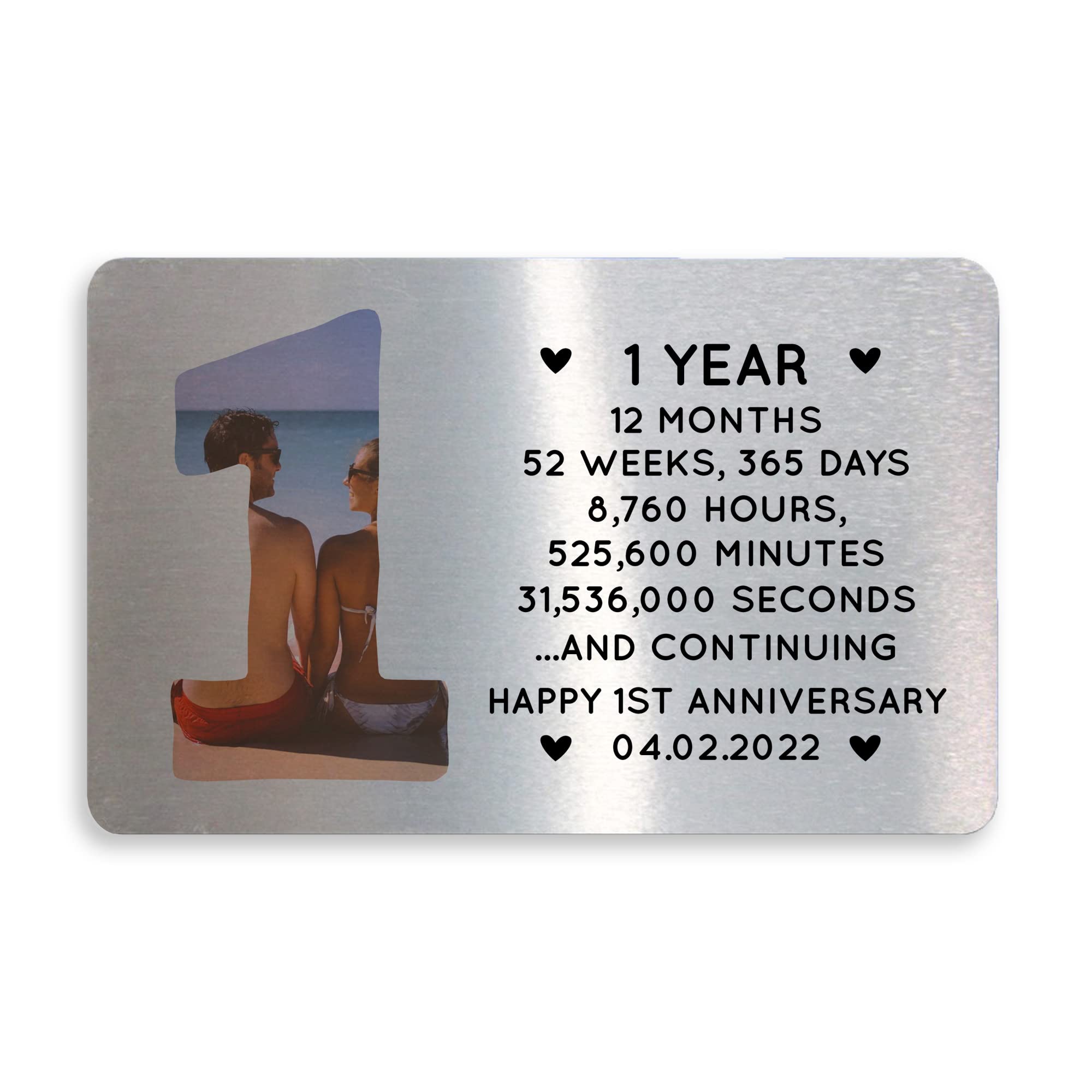1st Anniversary Personalised Metal Card Perfect For Husband Wife Him Her Gift