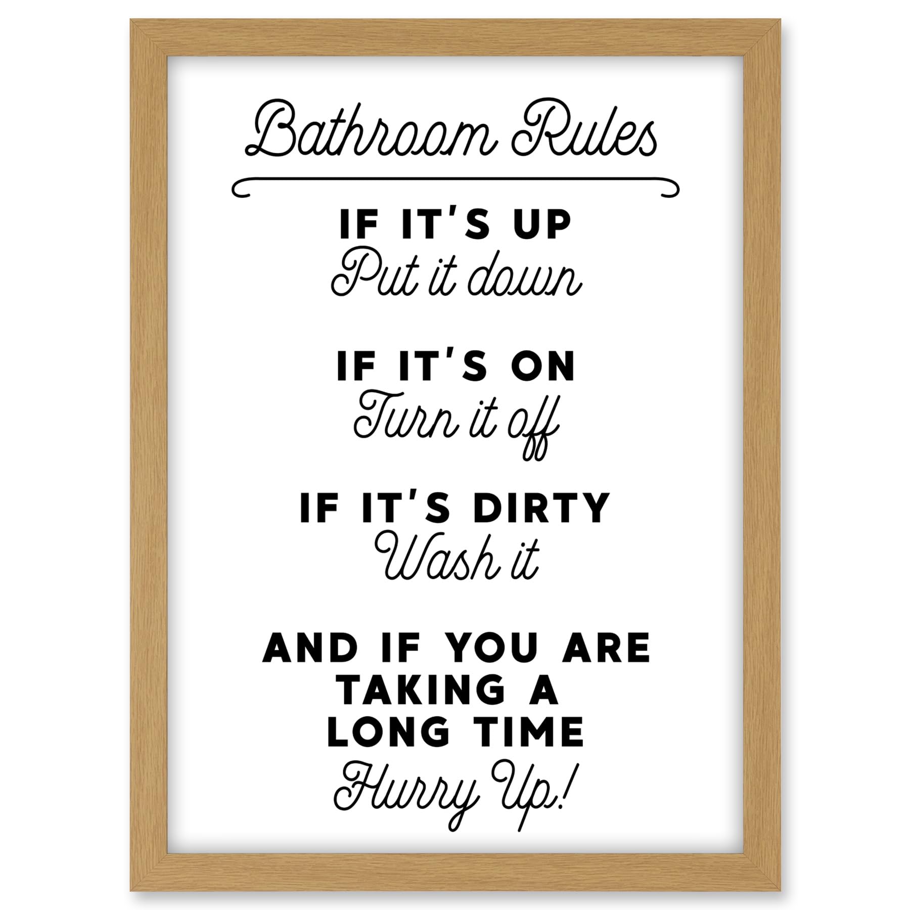 Artery8 Bathroom Decor Wall Art Funny Toilet Humour Sign Artwork Framed A3 Wall Art Print