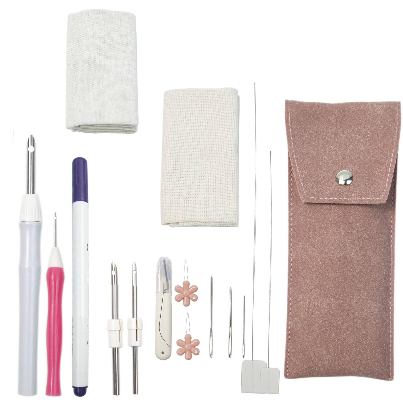 Xjdzineq Punching Needle Set for Beginner Includes Embroidery Fabric Adjustable Embroidery Pen Scissors and Threader Punching Accessories