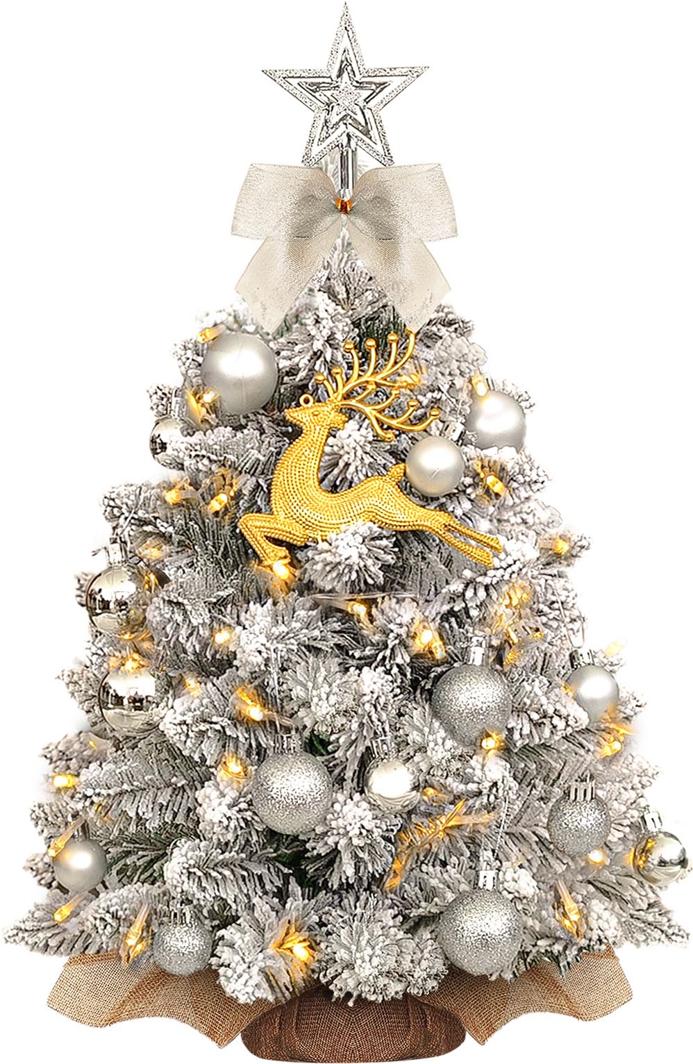 mini kunstkerstboom met versiering op jute voet met lampjes warm wit H 60 cm kopen mini kunstkerstboom met versiering op jute voet met lampjes warm wit H 60 cm kopen