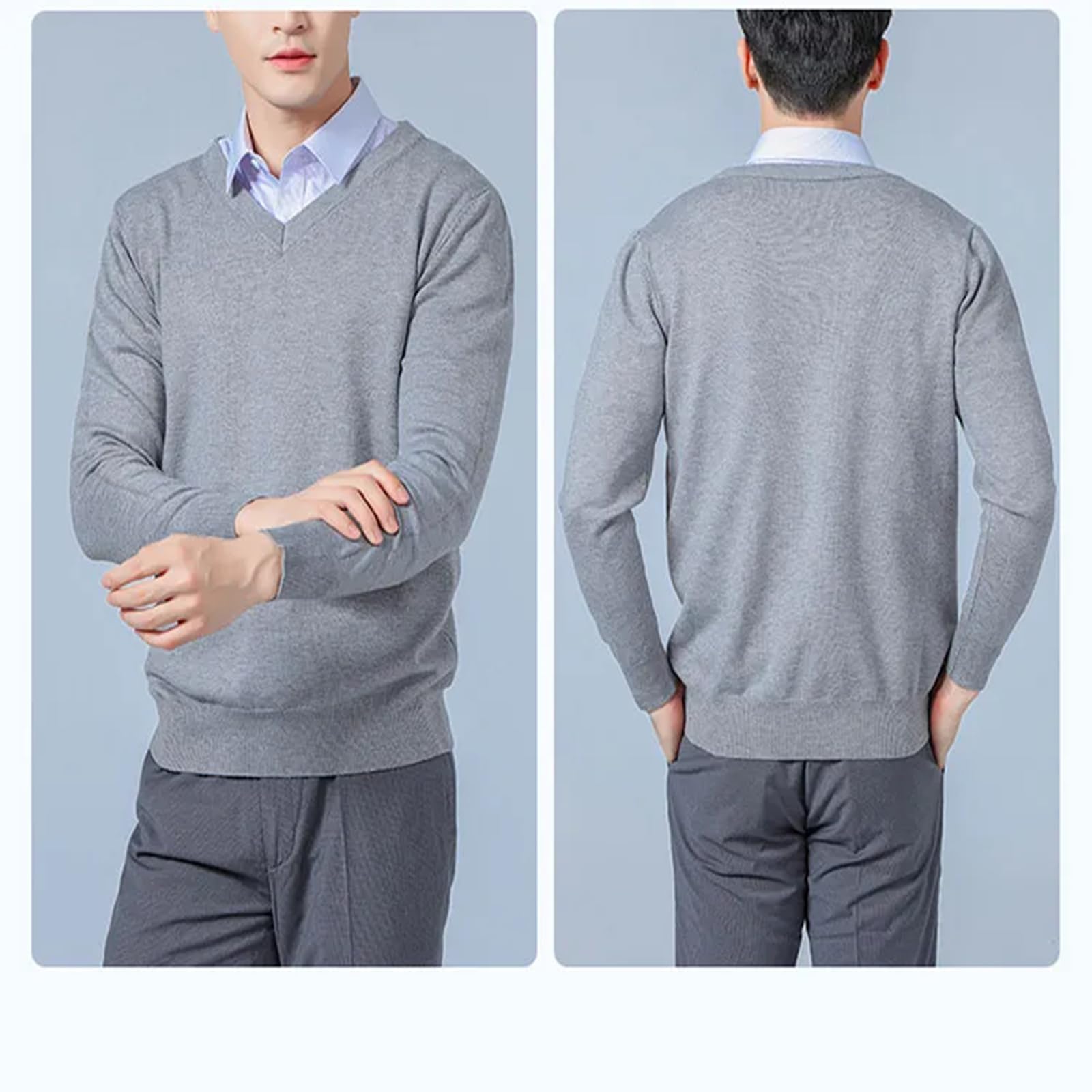 MdybF Jersey de Hombre Jerséis Masculinos Vneck Jerséis De Manga Larga Ropa Estándar Jerséis De Punto Masculino