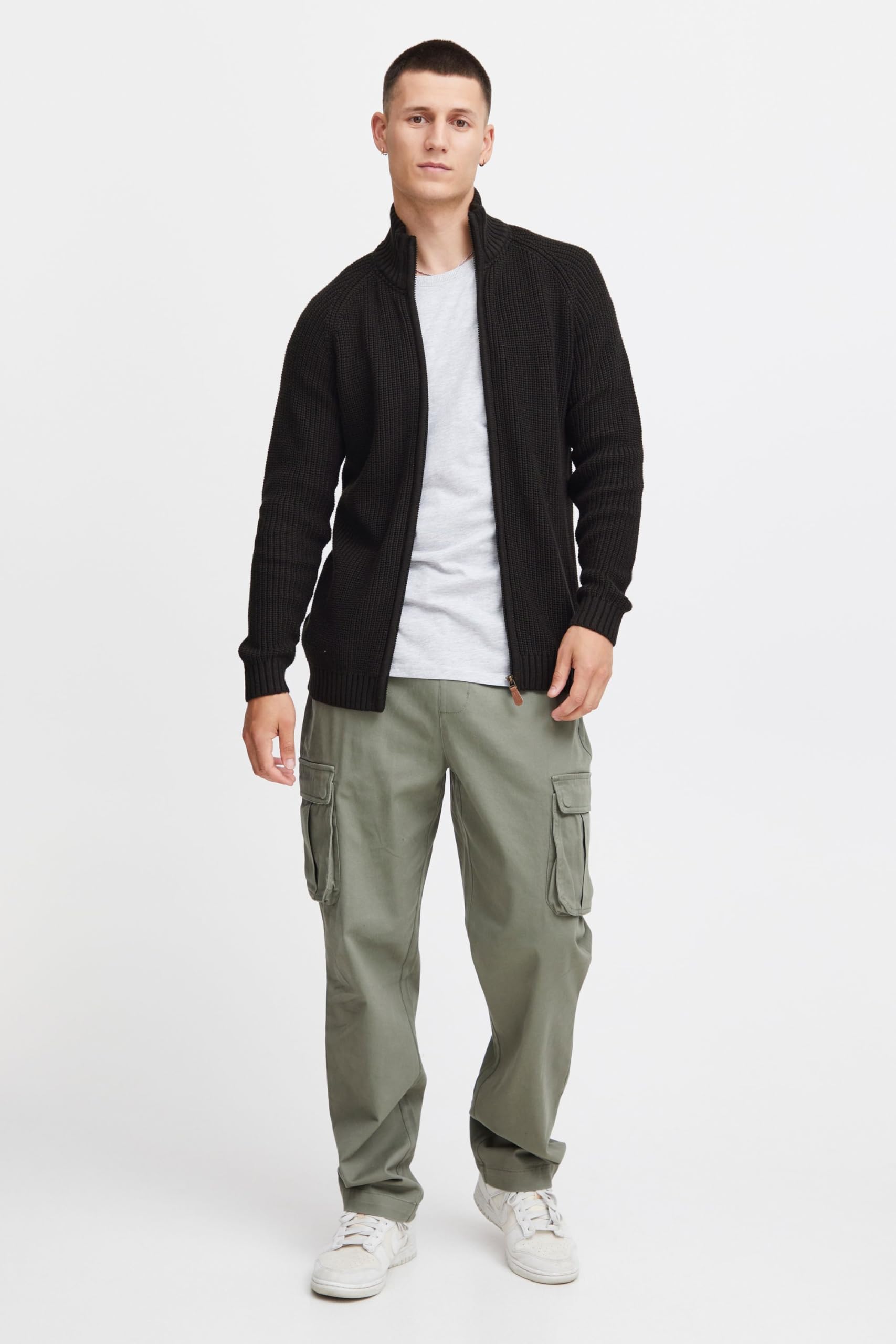 !Solid Xenos Cardigan Giacca in Maglia Grossa Maglieria da Uomo con Collo Alto in Cotone 100%