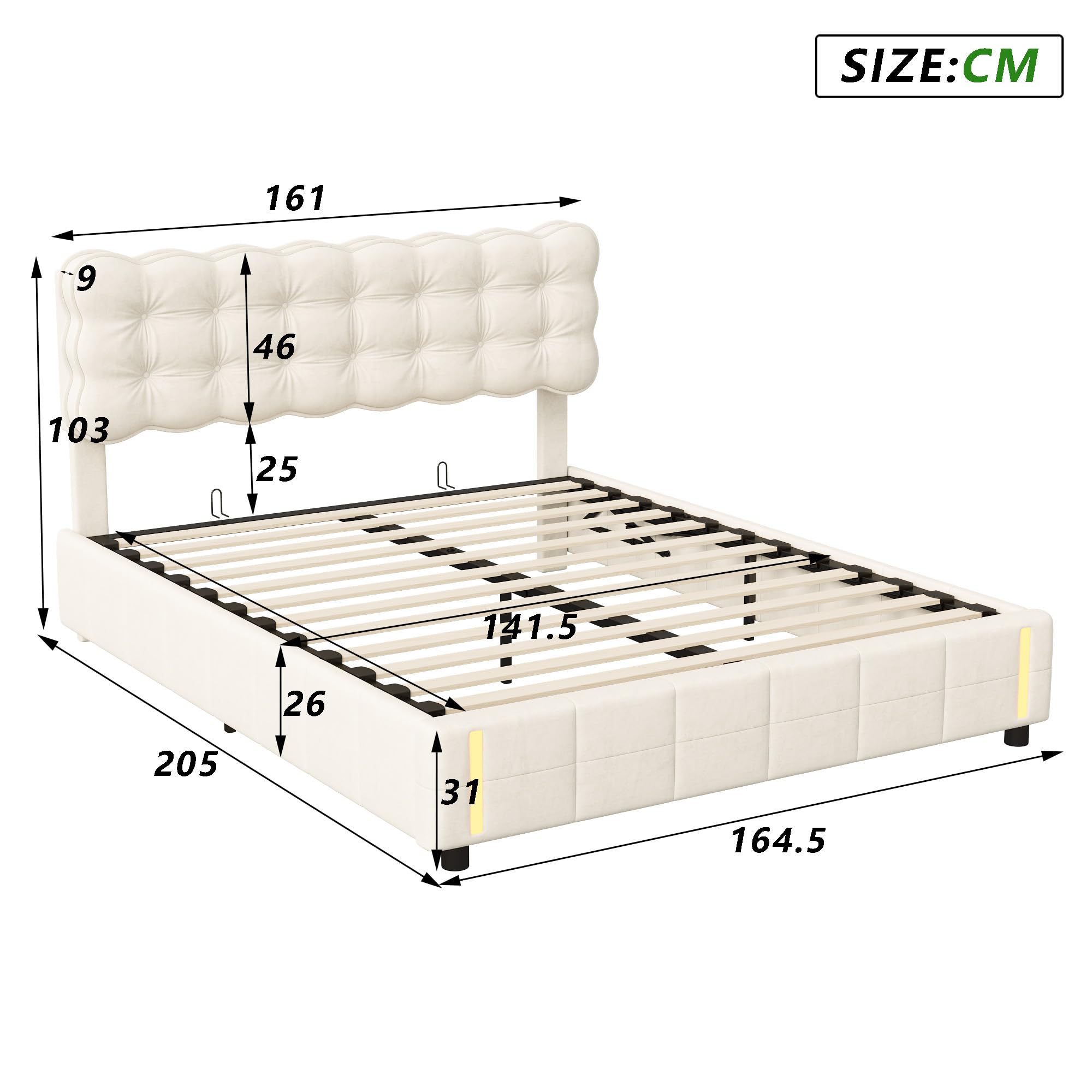 JiaOyu Eenkinderbed, gestoffeerd bed, 90 x 200 cm, eenpersoonsbed