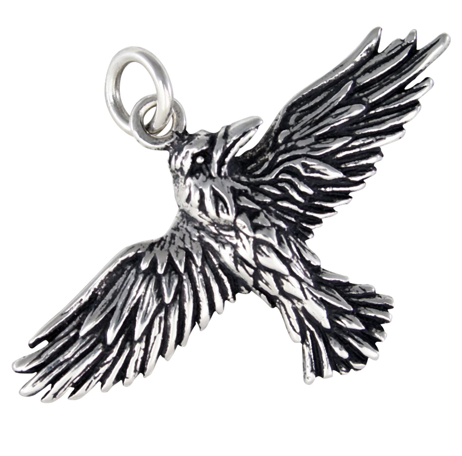 Kiss of Leather - Ciondolo a forma di corvo in argento 925, n. 381
