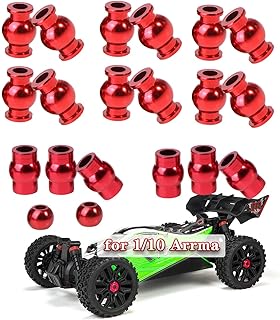ARRCat for 1/10 Arrma Big Rock Vorteks Senton Granite Typhon 4X4 3S&550 Upgrades Part,Aluminum Suspension Link Pivot Ball,Shock Pivot Ball,Steering Link Pivot Ball,22 PCS, Replace #AR330515,Red