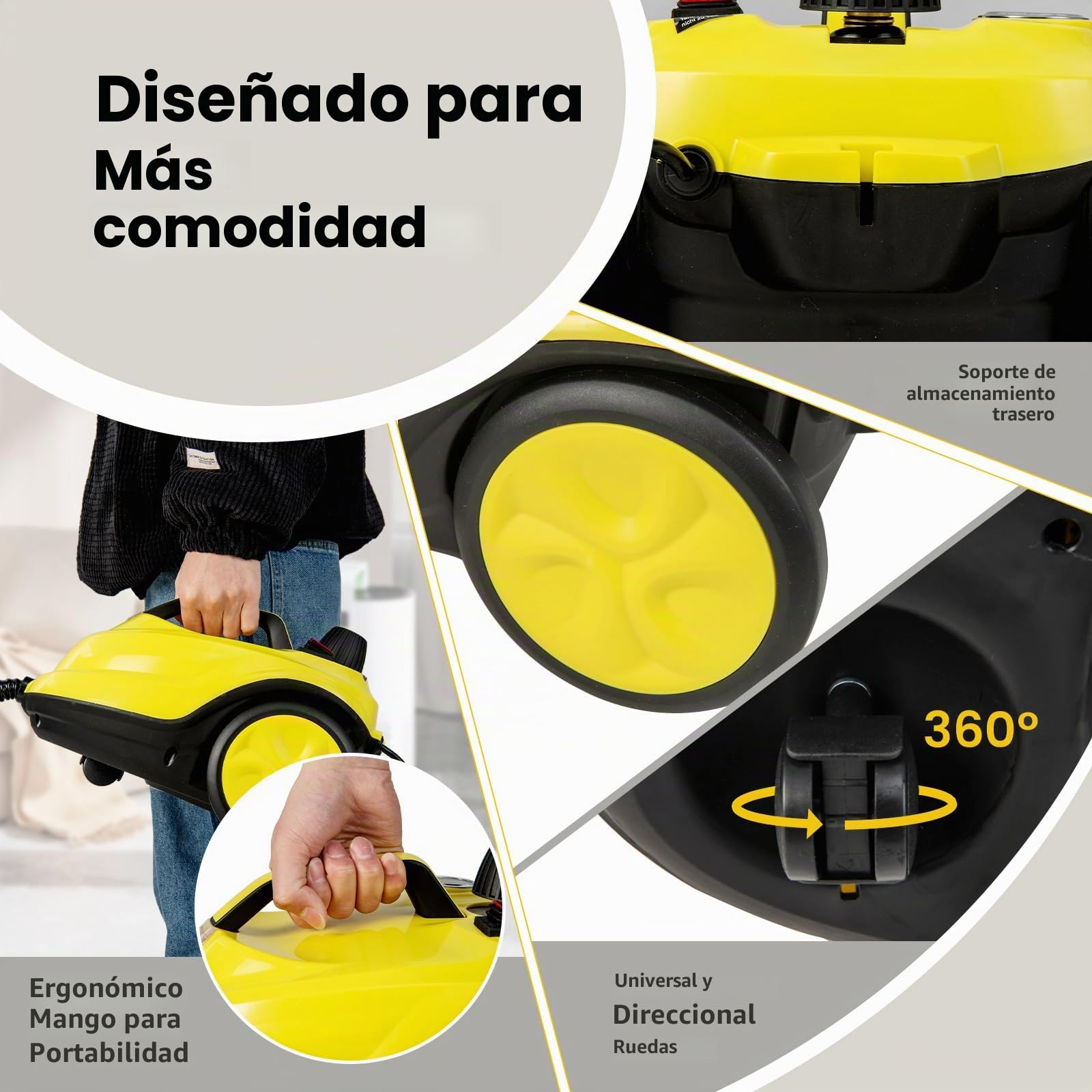 SOARS limpiador a Vapor con 13 Accesorios, Limpiador de Vapor: 5 bar, máx. 160 ℃,Listo en 8 Min, Potente 2000W, Cobertura de Superficie: 108 m², depósito: 1,8 L, Tiempo de Vapor aprox. 30 Min