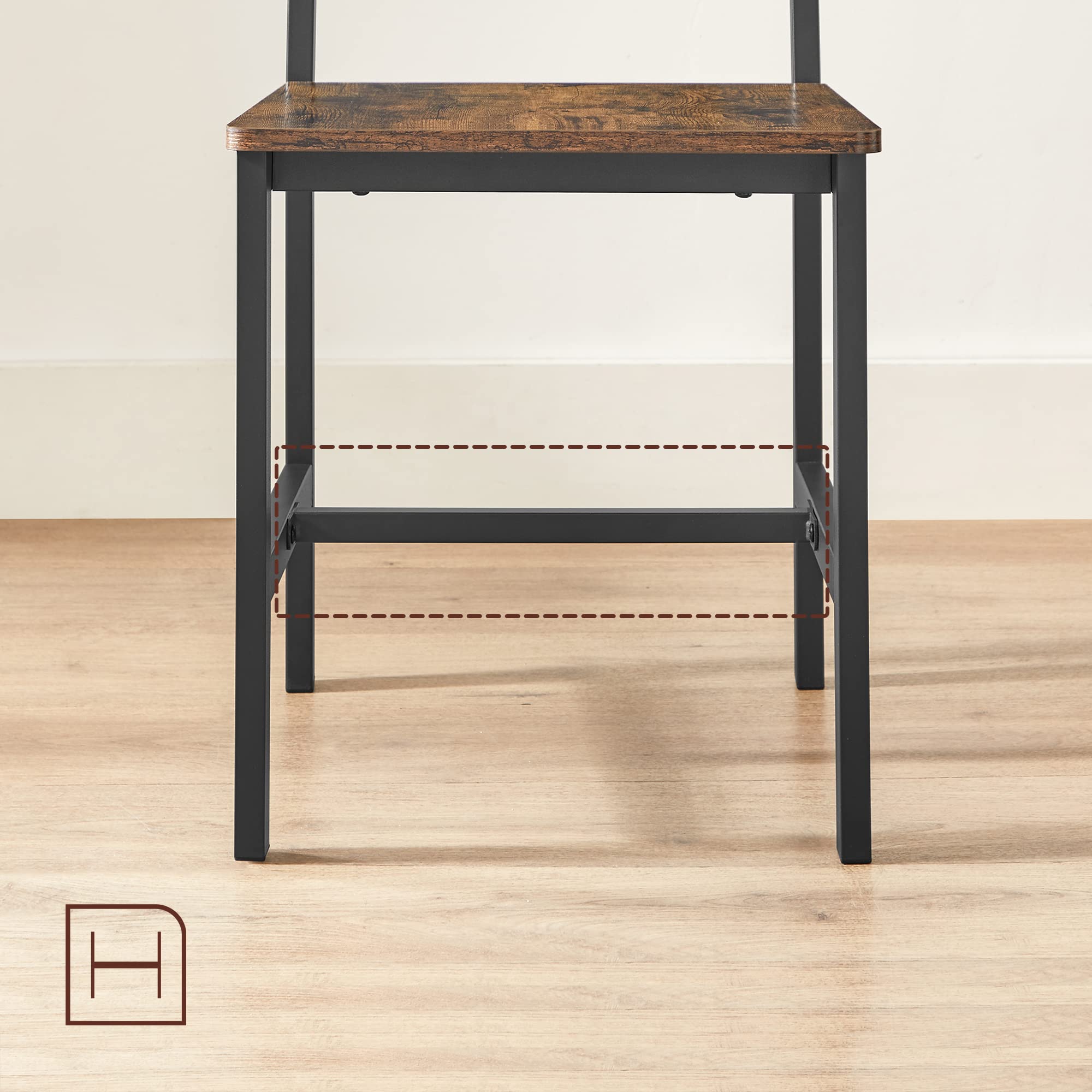 VASAGLE Chaises de Salle à Manger, Lot de 4, Sièges de Cuisine, Cadre en Acier, Ergonomique, Style Industriel, pour Salon, Cuisine, Marron Rustique et Noir LDC994B01