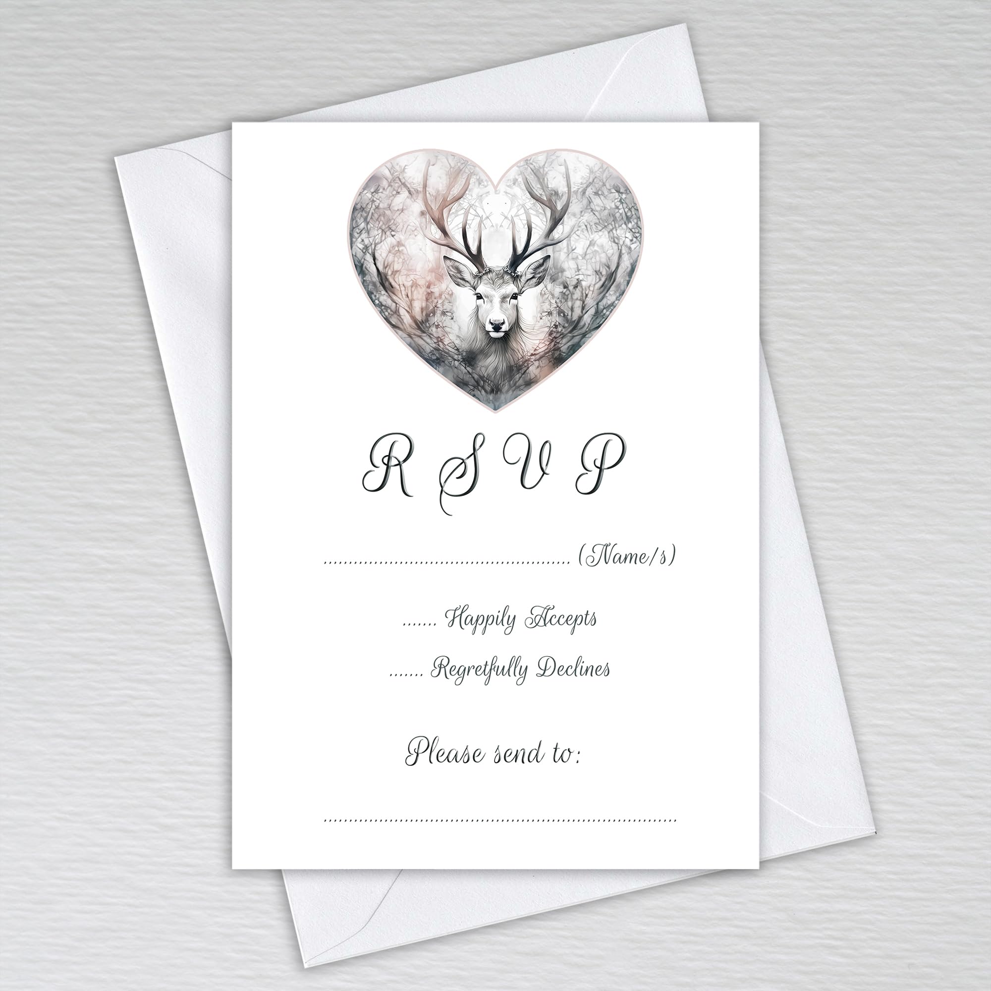 Webspectations Scottish RSVP Cards with Envelopes Scotland Highlands Theme: Scottish Stag Wedding RSVP Cards (Pack of 50 with Envelopes)