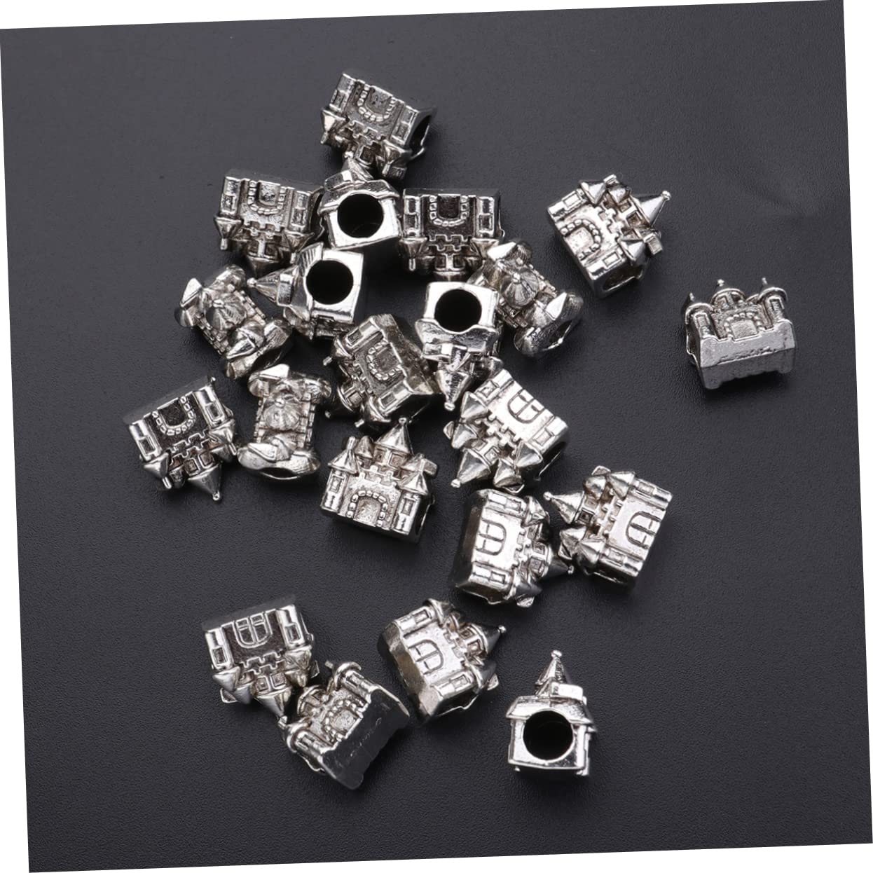 Anneome 150 Piezas cuentas de castillo de bricolaje diy pulseras collar de moda accesorios creativos de cuentas de bricolaje gargantilla con cuentas perlas de aleación de bricolaje Silver