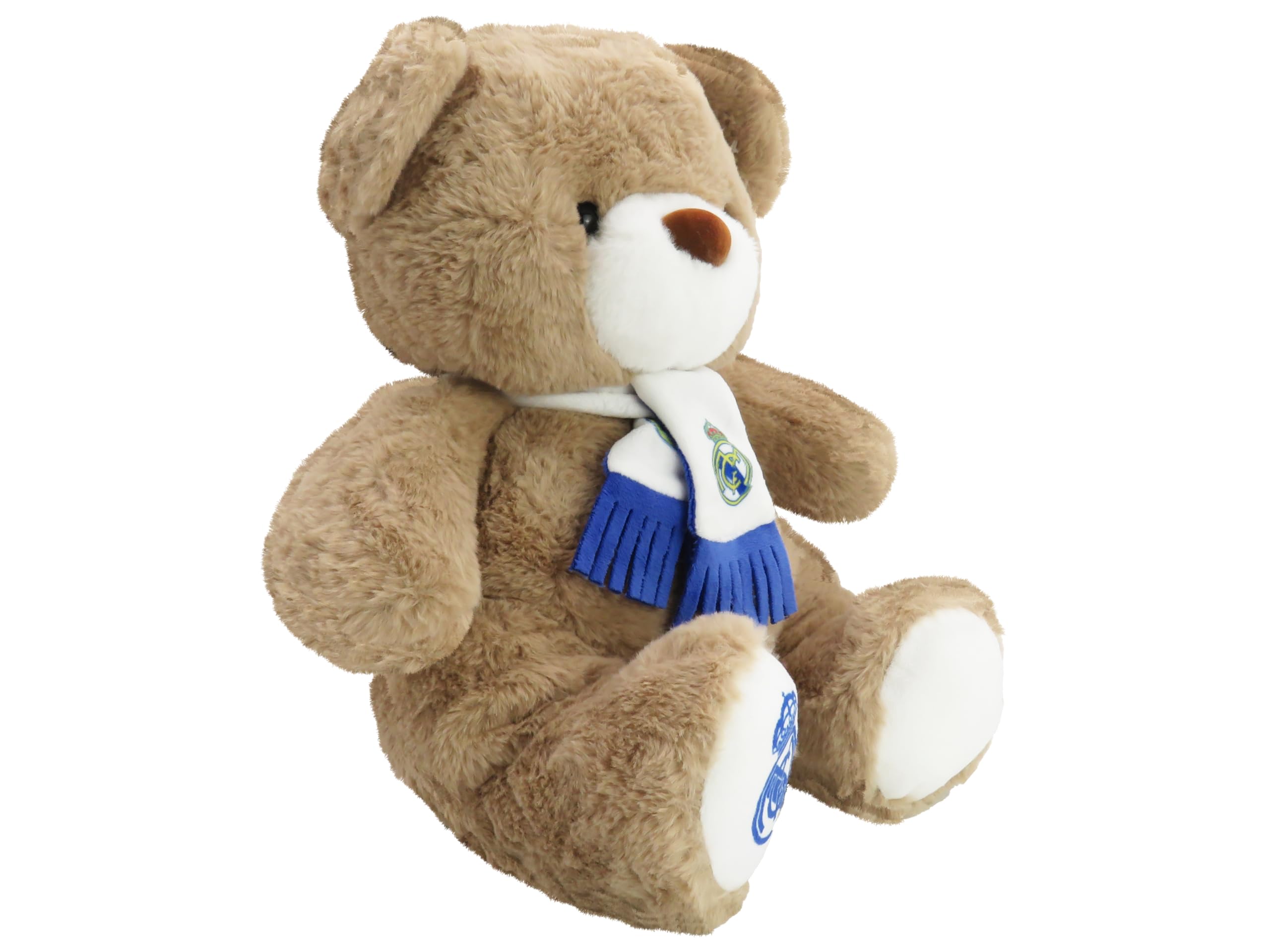 CYPBRANDS Real Madrid Teddybär mit Schal, 32 cm, Beige, weicher und kuscheliger Plüsch, Geschenk für Kinder und Fans, offizielles Produkt