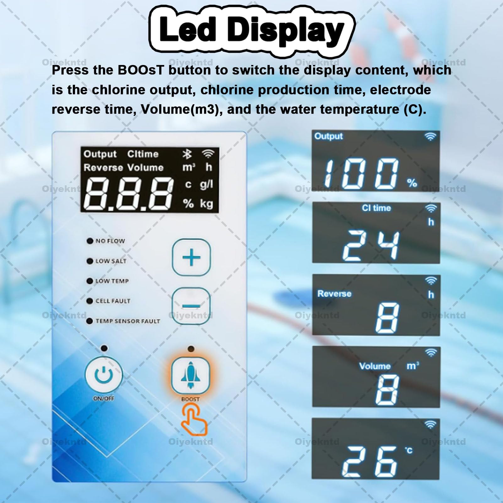 Clorador de Agua Salada, Sistemas generador de Cloro para Piscinas de Agua Salada con Limpieza automática para SPA, autolimpiable con Wi-Fi y Control Remoto por aplicación. 35M³/8g/h