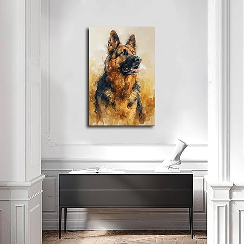 Miniatura 2 de chenmjj Póster impreso con retrato de pastor alemán, póster retro pintado moderno para el hogar, dormitorio, habitación, decoración estética, arte