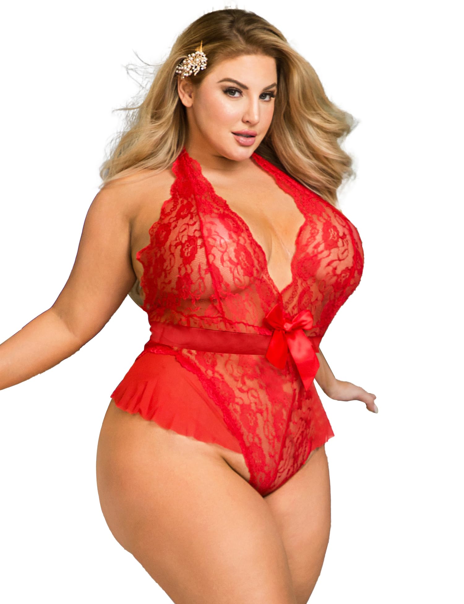 ohmydear Lingerie voor dames, sexy sexy lingerie, zwart, teddy, body mesh bodys, open kruis, ondergoed voor vrouwen, beugelbeha, lingerie voor vrouwen met 2 beenringen, zwart, M-L