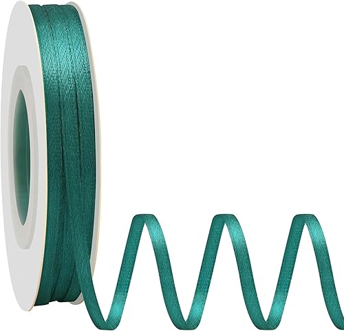 Miniatura 406 de Cinta de satén rosa polvoriento de doble cara de 1/4 pulgadas x 50 yardas, cintas de poliéster polvorientas para envolver regalos, cinta de tela