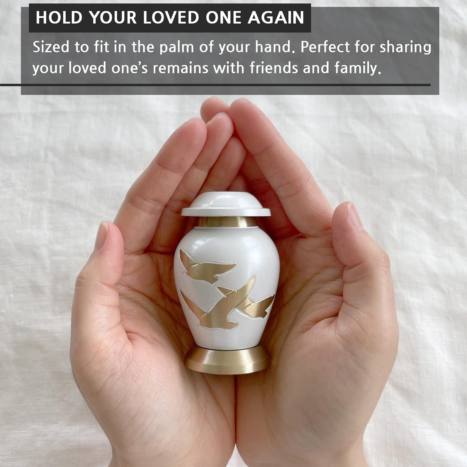 Bold & Divine Small Urns for Human Ashes Keepsake, Set of 6 in Pearl White and Gold, Mini Cremation Urns - Image 3