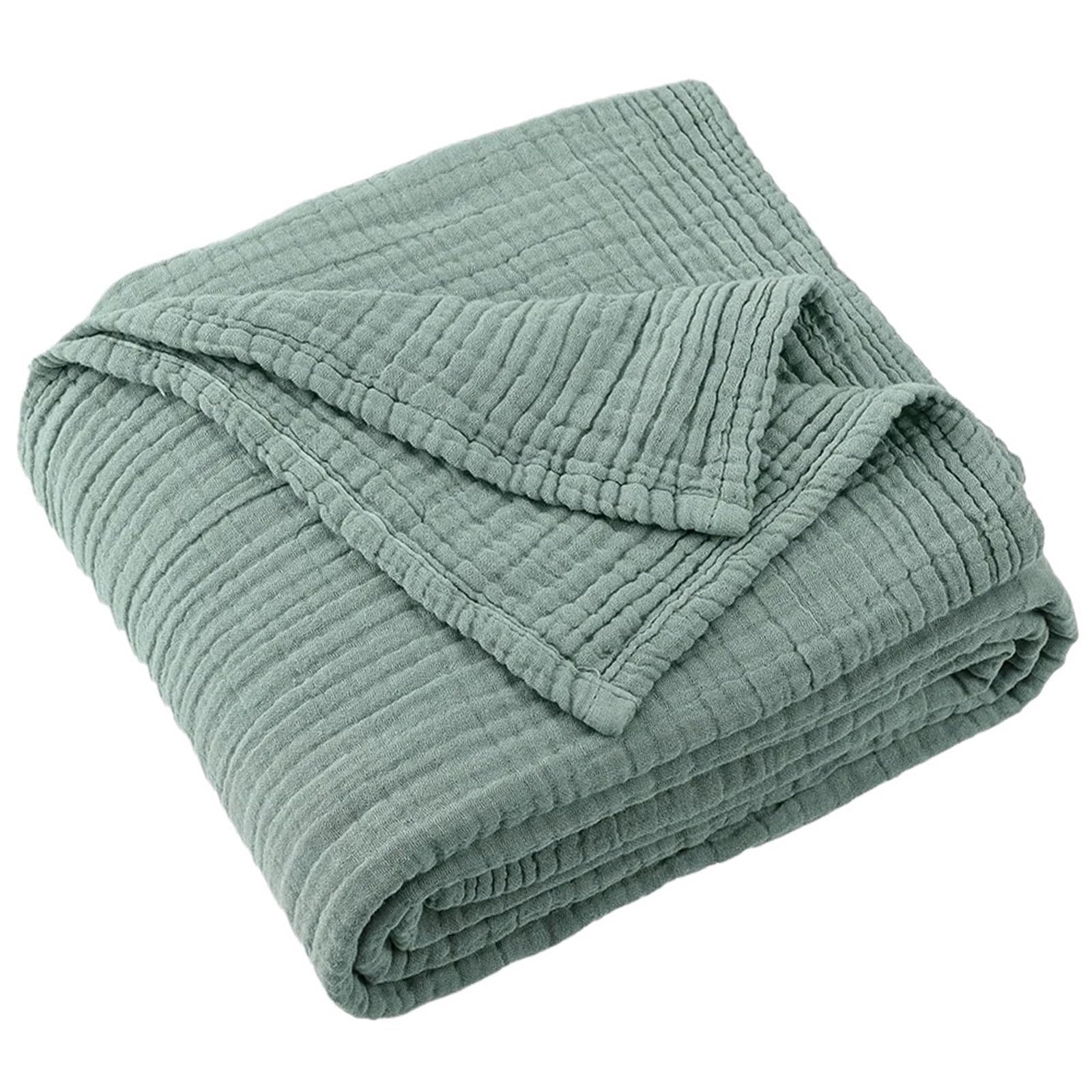 HKSDKABOP Cotton Muslin Throw Blanket 6-Layer Multicolor Multiple Sizes(Color7,150x200cm)