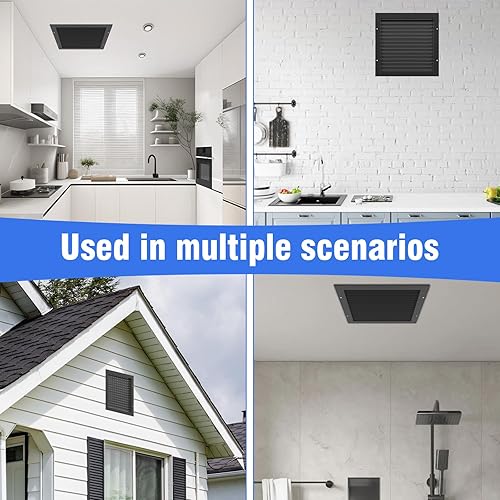 Miniatura 5 de 2 rejillas de ventilación de aluminio de 12 x 12 pulgadas, rejillas de ventilación de metal para ático con pantalla, parrilla de aire de retorno