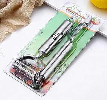 Stainless Steel Dual Julienne & Vegetable Peeler, Silver (Pack of 2)