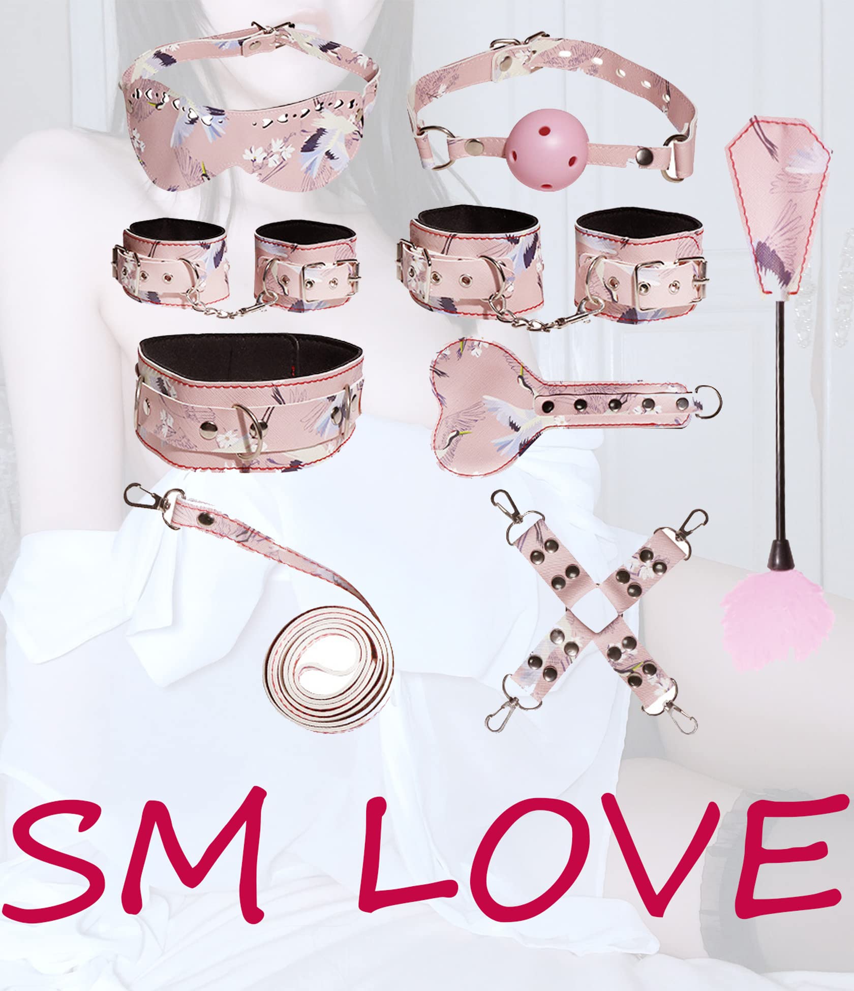 SM Bondage Set Erotisches Fesselset BDSM Sexspielzeug Fetisch 9 Tlg Requisiten Rollenspiele Sklave Extrem Flirten Fesseln Sexbetten For Frauen Männer