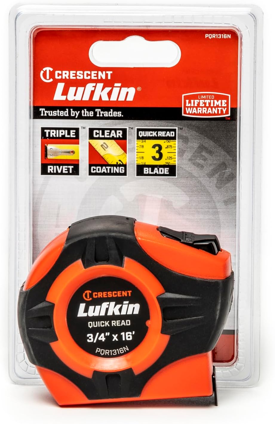 Crescent Lufkin 3/4" x 16' Quikread® Power Return Yellow Clad Tape Measure - PQR1316N