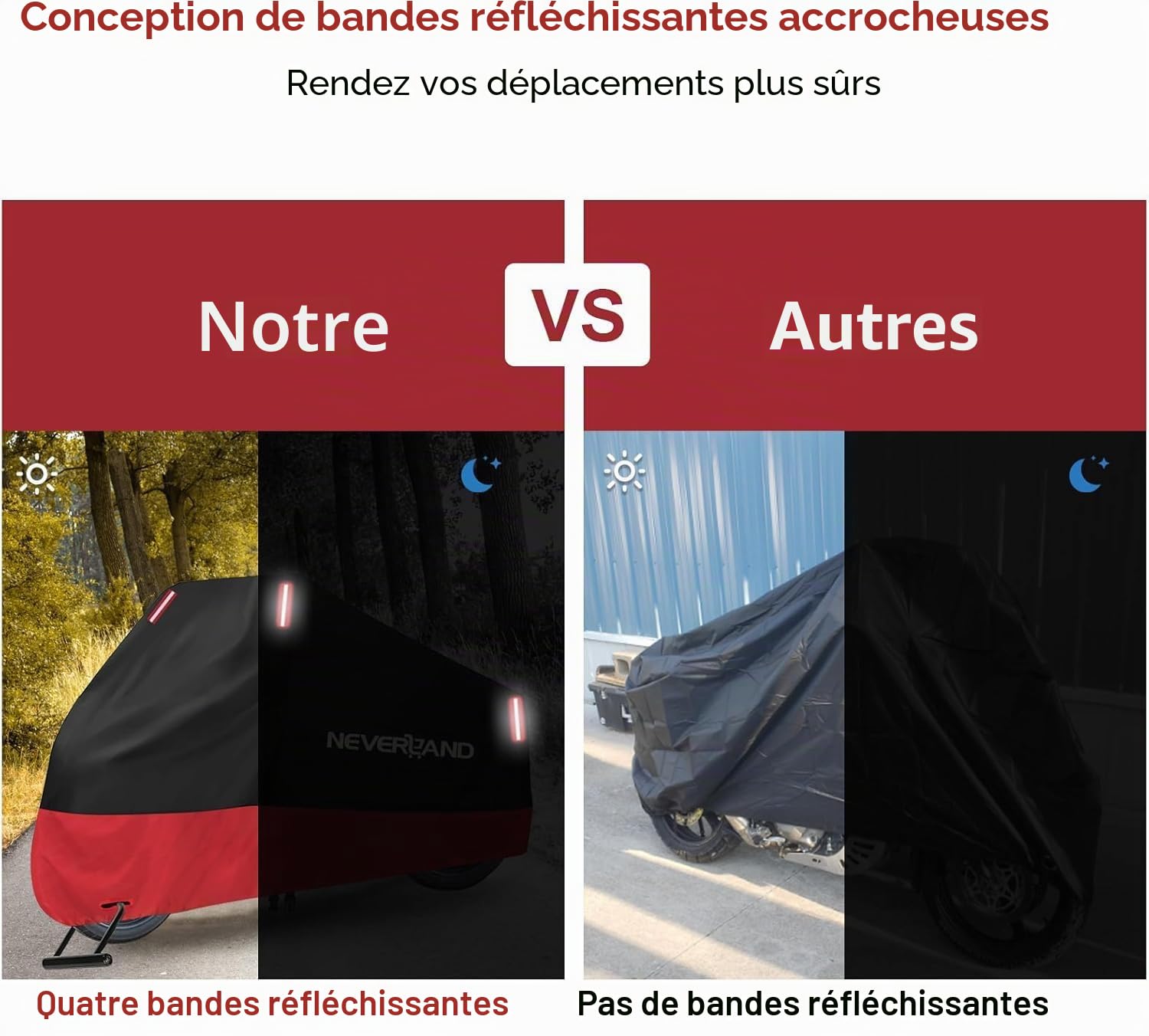Housse Moto Impermeable Bache Moto Extérieure 245 * 105 * 125 CM | Housse de Protection pour Moto Bâche Moto Impermeable Scooter Couverture Résistant aux Poussière Pluie Neige UV Vent