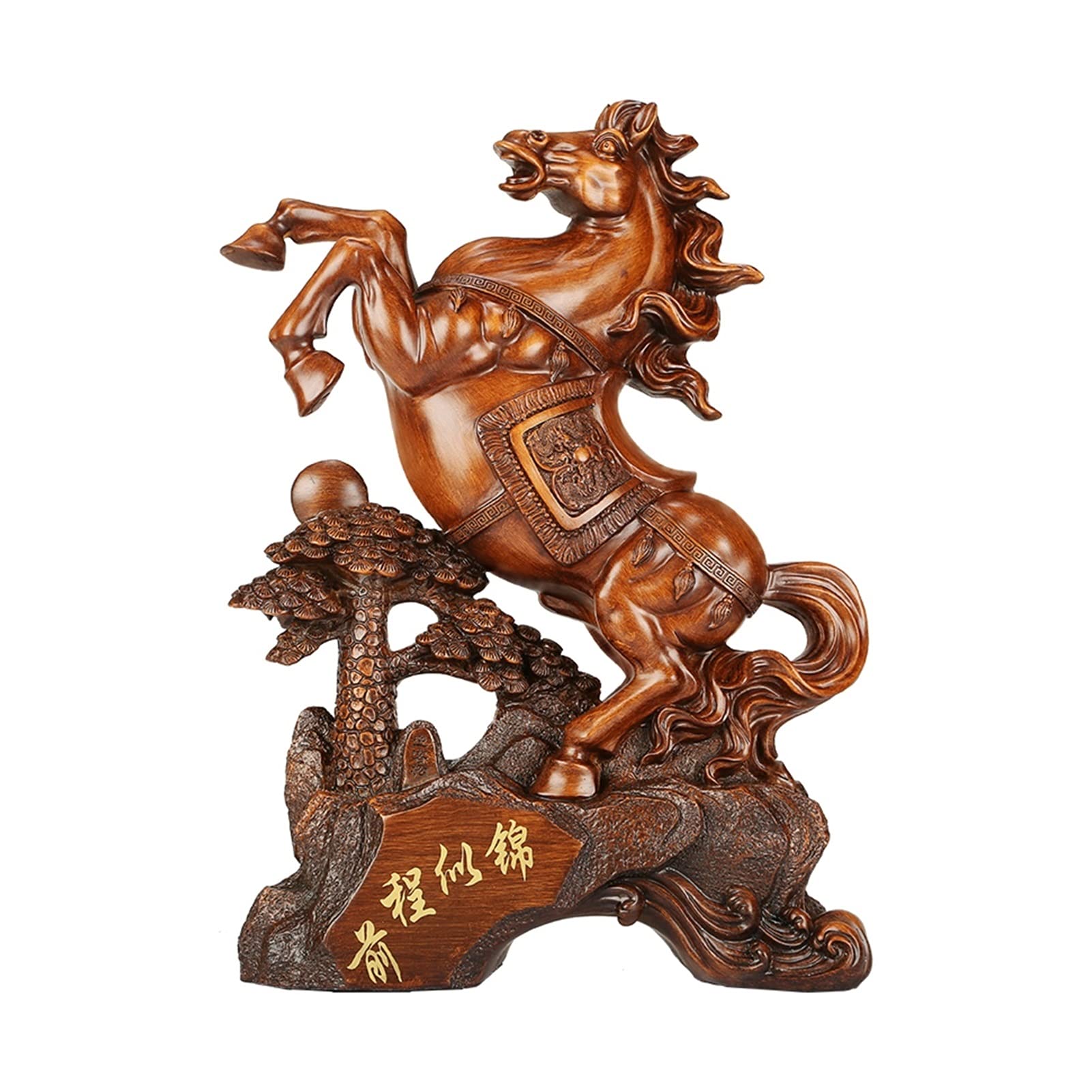 Statue cheval zodiaque chinois en résine pour attirer la chance et rompre la monotonie
