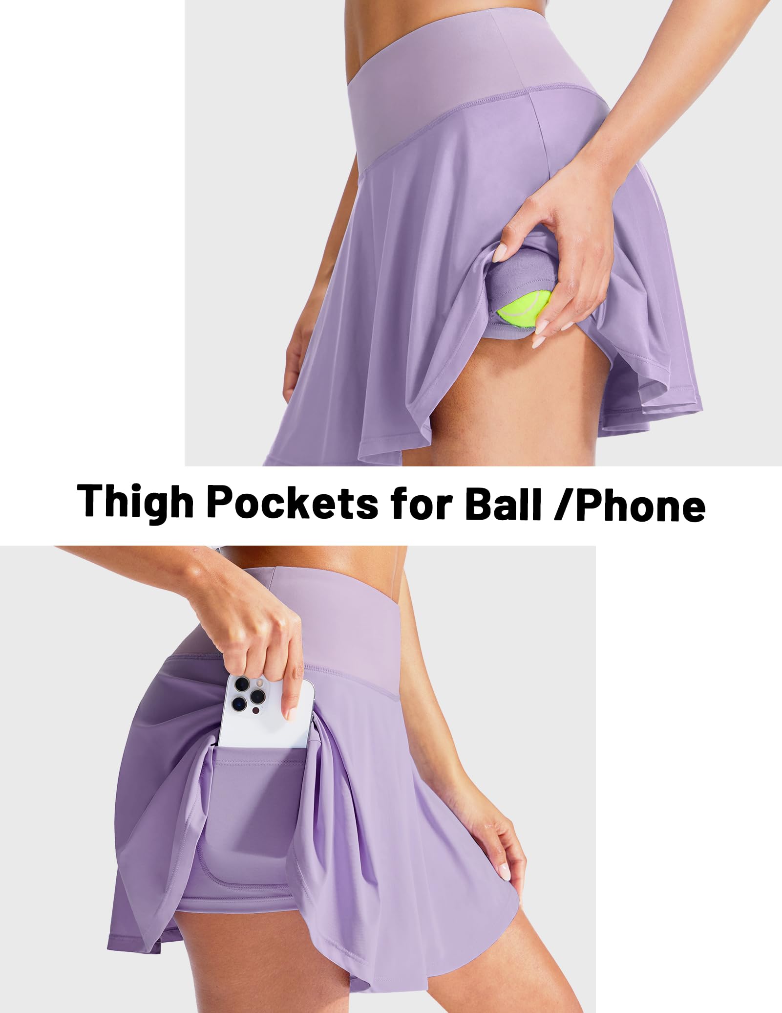 MIER Falda de tenis plisada para mujer, falda de golf con pantalones cortos, bolsillo de cintura alta, falda atlética fluida para entrenamiento, pickleball