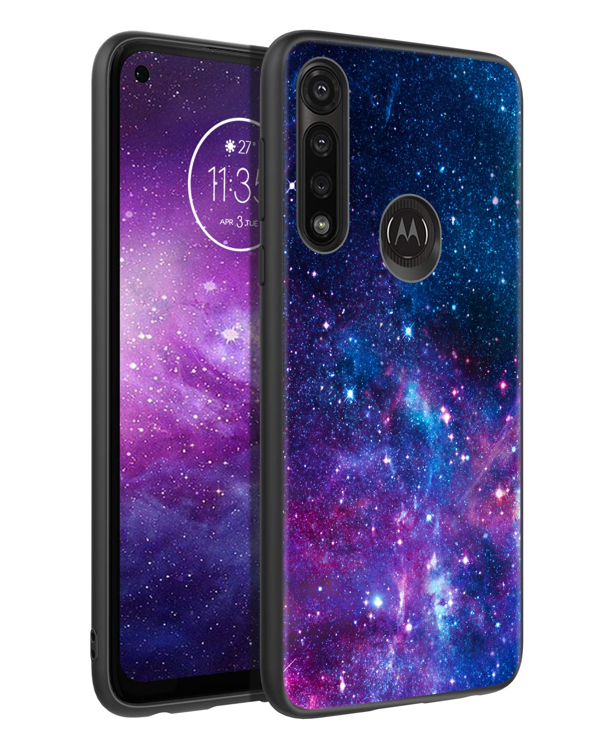 BENTOBEN Compatible with Moto G Power Case, Motorola G Power Case, Slim Fit Glow in The Dark Soft Flexible Bumper Protective Anti Scratch Non-Slip Cases Cover for Moto G Power (2020), Nebula/Galaxy