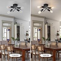 Vista 7 de WILON Lámpara de techo semiempotrada, moderna lámpara de techo empotrada, lámpara Sputnik de 4 luces color negro mate con base de bombilla E26