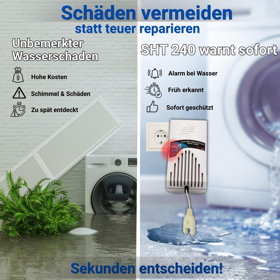 Schabus 300240 czujnik wody z czujnikiem zewnętrznym, zasilanie sieciowe