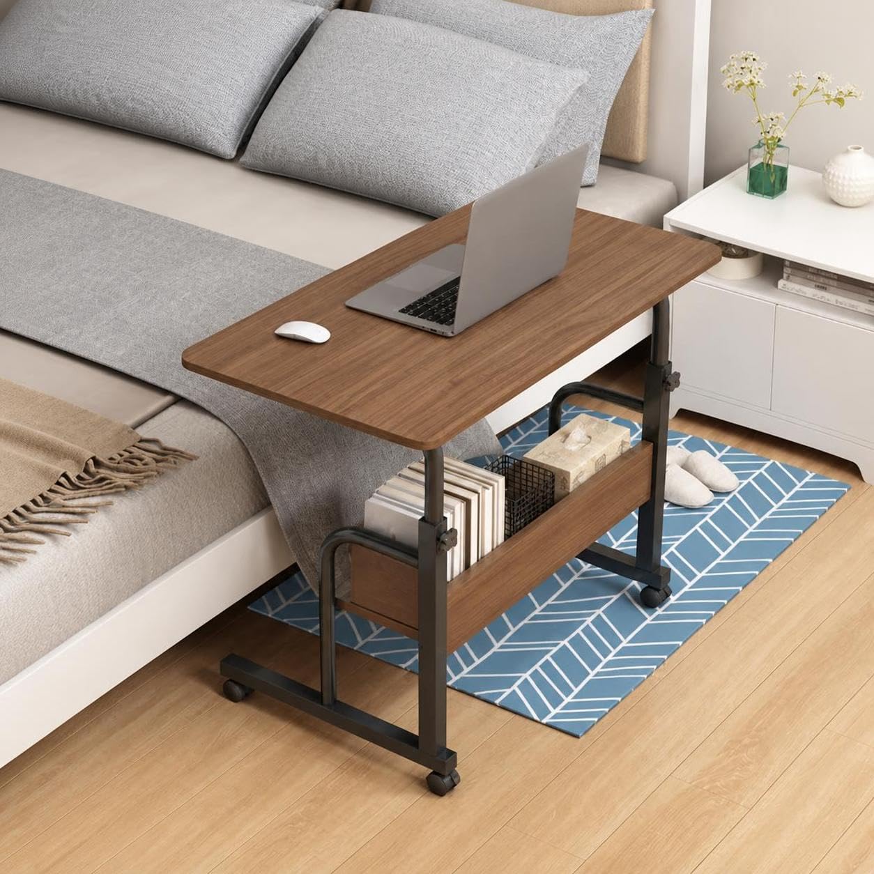 Scrivania per Laptop da Comodino Mobile, Semplice Tavolo da Studio per Computer per Letto, Camera da Letto e Uso Domestico