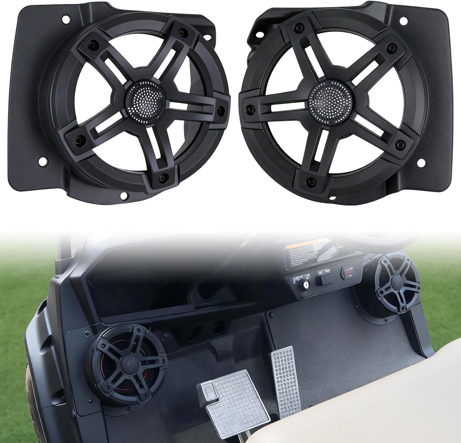 Under Dash Kick Speaker Pod Brackets for Yamaha Drive2 G29 Golf Cart Accessories, Front Kick Panels Loudspeaker Mount Support 6.5" Speaker Devices for Standard Golf Cart, High-Density PP Plastic, 2PCS