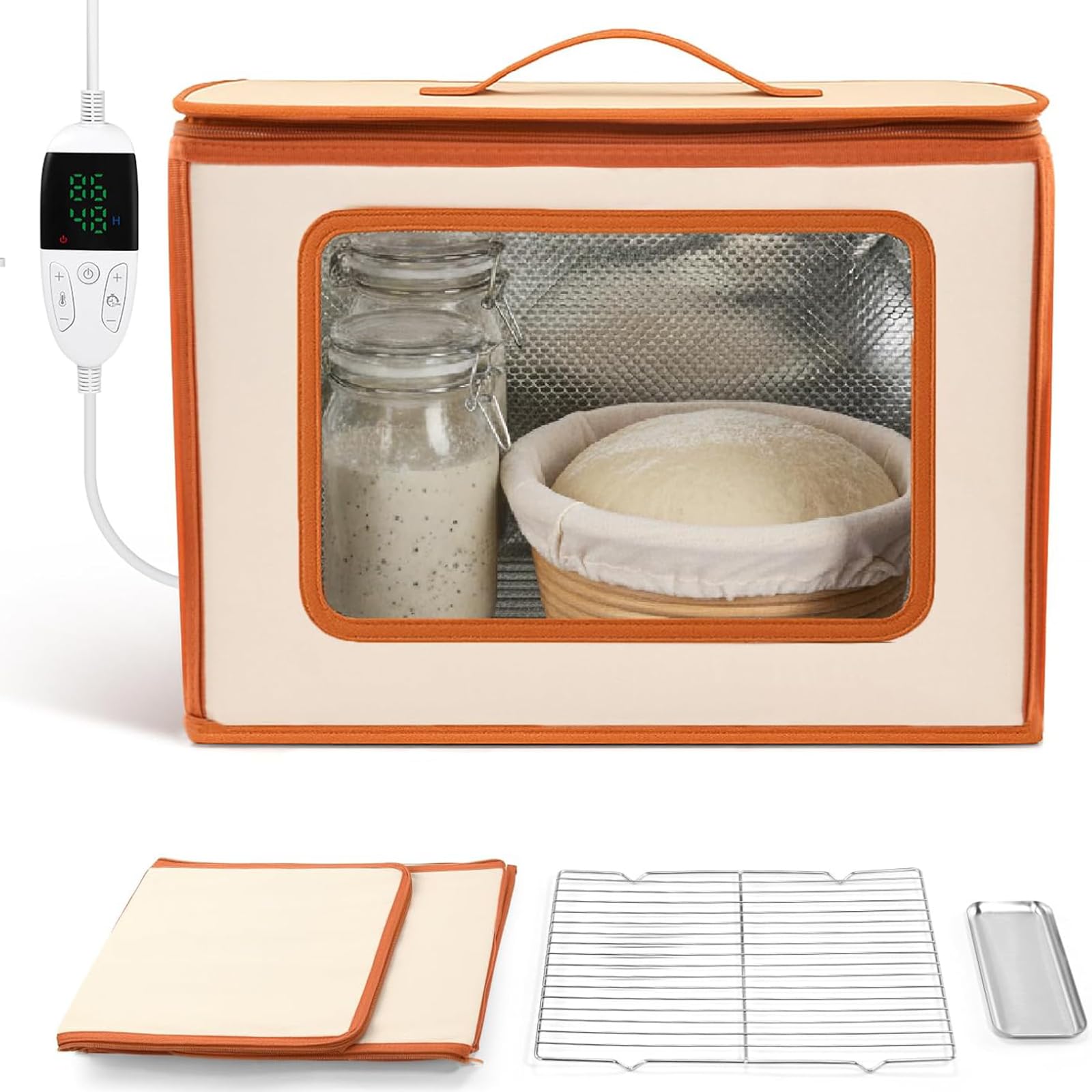 Chambre de fermentation pour pain et pâte à pizza avec minuterie 99 heures et grille de pousse