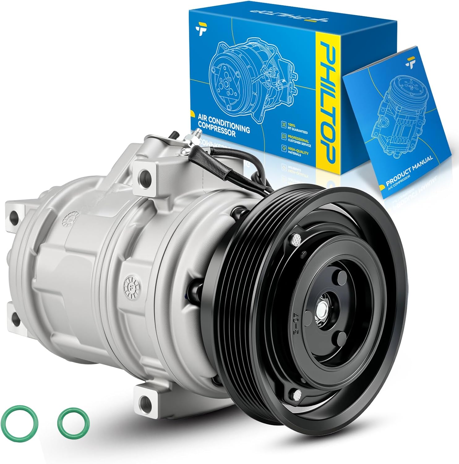 PHILTOP 78383 Air Conditioner AC Compressor with Clutch Replacement for Honda Accord 2001-2002 3.0L,Acura CL 2001-2003,Acura TL 1999-2003